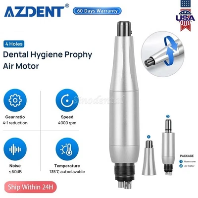 Premium AZDENT Dental Hygiene Prophy Handpiece Air Motor 4 Holes & 4:1 Nose Cone