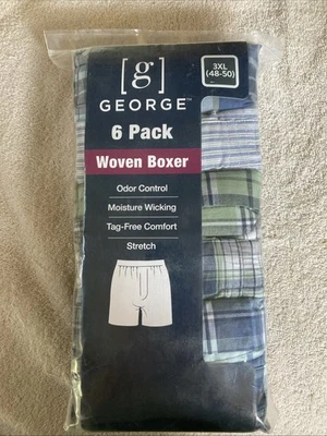 Paquete de 6 boxer tejido George 3XL 48-50 etiqueta elástica control de olores libre Foto 1 de 4