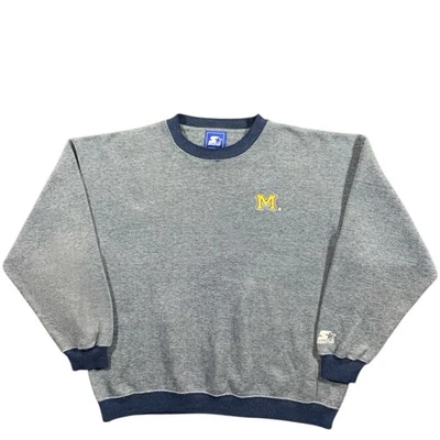 Suéter vintage anos 90 STARTER Michigan Wolverines College gola redonda tamanho XL - Imagem 1 de 4