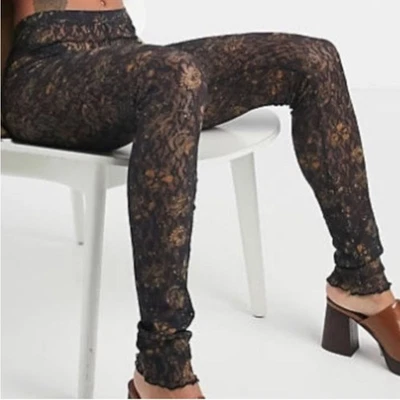 Medias de encaje Free People talla XS negro tostado Foto 1 de 3