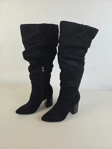 CARLOS By CARLOS SANTANA ‘Khandi’ Black Faux Suede Tall Slouch Boots - Size 5M - Picture 1 of 12