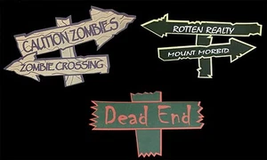 Halloween Decorations FOAM SIGNS Haunted House Crafts Prop Building Supplies-6pc - Picture 1 of 4