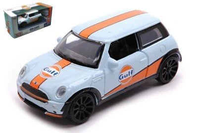MODELLINO AUTO STATICO MOTORMAX MINI COOPER GULF LIVERY BLU/ARANCIO SCALA 1/43 - Immagine 1 di 4