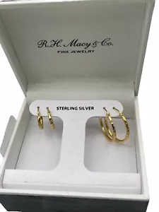 r h macy co edler Schmuck Sterling Silber Damen 2er Set Ohrringe in Gold Farbe - Bild 1 von 4