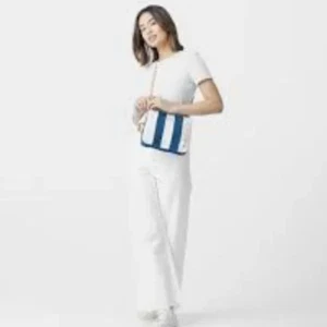 Hammitt Duke Cabana Stripe Crossbody Msrp $345 Blue White - Picture 1 of 4