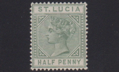 St. Lucia Sc#27a, SG#31 Crown and CA Watermark Die I (A in SG) Unused OG - Image 1 of 2