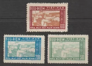 1957 Nordvietnam Briefmarken Nam Dinh Textilmühle Scott # 51-53 postfrisch - Bild 1 von 1