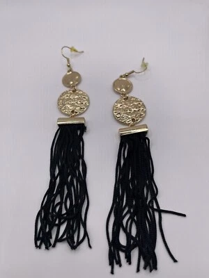 Pendientes Borla Tonificados Negro y Dorado Sith Respaldos Plásticos TOTALMENTE NUEVOS Foto 1 de 4