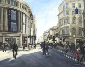 STUNNING ELAINE MARSTON ORIGINAL "Cornmarket, Oxford" Oxfordshire PAINTING - Picture 1 of 2