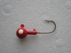 garrett outdoors painted  jig heads 100 count red white eye - Bild 1 von 1