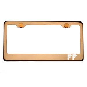 Rose Gold Chrome License Plate Frame FF Laser Etched Metal Screw Cap - Picture 1 of 8