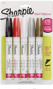 Sharpie Opaque Paint Oil Markers Set Medium Point Red Black White Silver Gold 