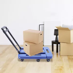 Portable Cart Folding Dolly Collapsible Trolley Push Hand Truck Moving Cart Blue - Picture 1 of 14