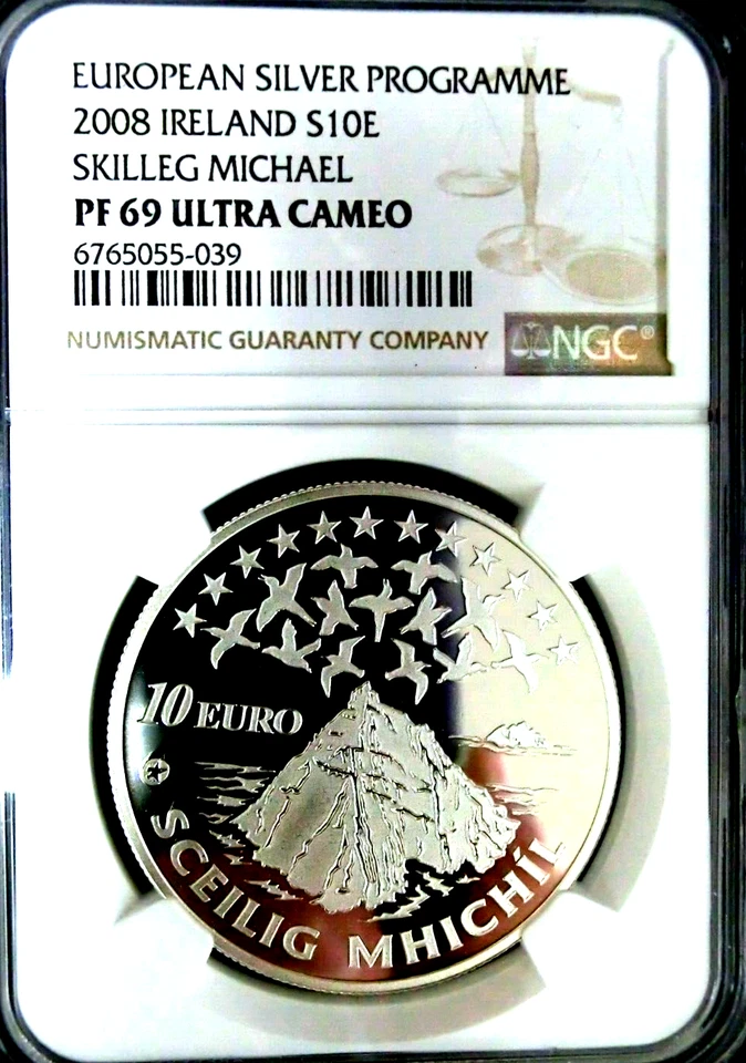 NGC PF69 UC-Ireland 2008 Skellig Michael Island Silver 10 EURO Almost Perfect PF - Image 1 of 1