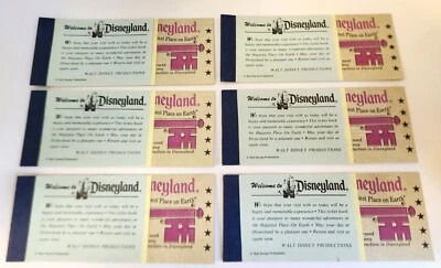 Lote completo de 6 libros de entradas de cortesía de 5 aventuras de Disneyland de colección Foto 1 de 4