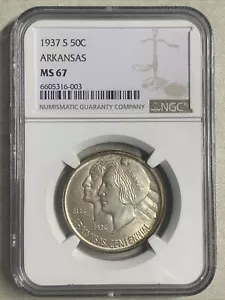 1937 S- Arkansas Commemorative Half Dollar- NGC- MS67 Beautiful Rev Tone (9/3) - Picture 1 of 4