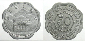 *TRIU* COMO token BUONO DA 50 CENTESIMI 1944 STECAV Filo-Tranviario in ALLUMINIO - Imagen 1 de 1