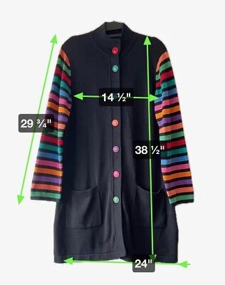 Bob Mackie Usable Arte MED Suéter Largo Arco Iris Cárdigan Foto 1 de 4