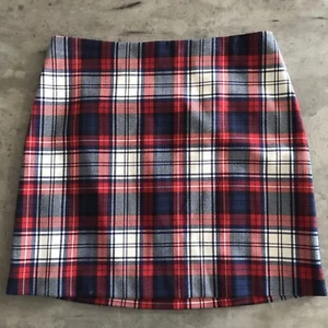 Vineyard Vines Skirt Women 4 Red White Blue Tartan Plaid Wool Office Preppy Zip - Picture 1 of 10