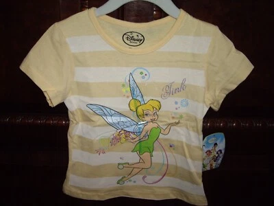 T13 NWT Girl Size 2T Disney Tink Tinkerbell Graphic Yellow T-Shirt SIBLINGS - Image 1 of 4