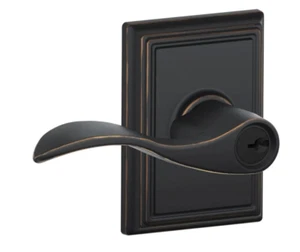 Schlage F51A ACC ADD Accent Keyed Entry Door Lever Set with Addison Trim - Picture 1 of 5