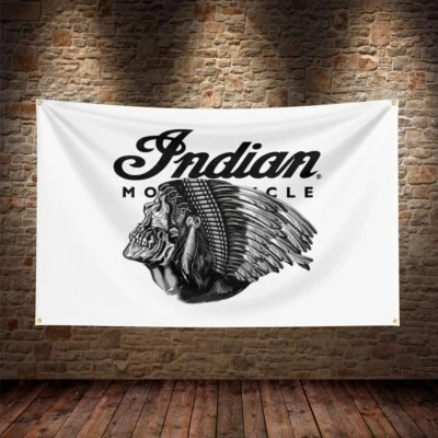 Indian Motorcycle Fans Flag Banner Tapestry Automotive Garage Wall Décor 3x5Ft - Image 1 of 4