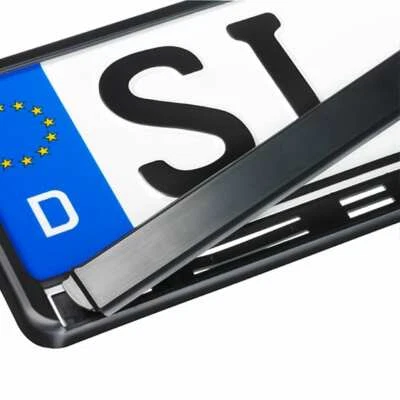 2x Kennzeichenhalter Auto PKW KFZ EU Nummernschildhalter schwarz - Bild 1 von 3