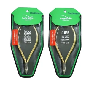 Nghia - Alicate para cutículas de acero duro D555 mandíbula completa (paquete de 2) - Imagen 1 de 4