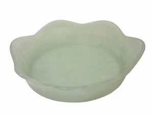 (27539) Centro Base Frutta Vetro Rotondo Onde Bianco Piccolo - Picture 1 of 1