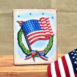 American Flag shelf sitter Patriotic sign 4th of July summer home decor WB-142 - Picture 1 of 3