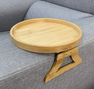 Bandeja De Sofá De Madera De Bambú Plegable Bandeja De Apoyabrazos Con Clip - Imagen 1 de 5