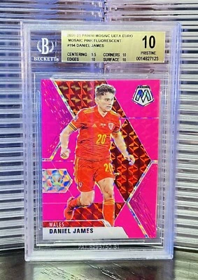 Daniel James 2020 Panini Mosaic UEFA Pink Fluorescent Card /10 BGS 10 PRISTINE - Image 1 of 2