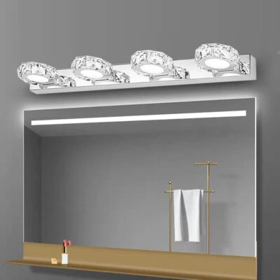Lámparas de pared de cristal LED modernas sobre espejo tocador de baño de 4 luces Foto 1 de 4