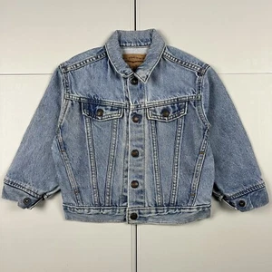 Vintage 80s 90s Levi’s Orange Tab Trucker Denim Jacket Blue Youth Kids 4 - Picture 1 of 7