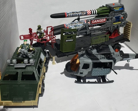 Chap Mei Soldier Force Sentinel 1 TRUCK MISSILE LAUNCHER w/Helicopter& 3 Figures Cover