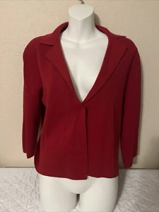 Chico's Women's Sweater Cardigan 1 Single Button Red Rayon Blend Size 8 - Picture 1 of 8