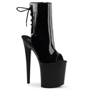 Pleaser Open Toe/Heel Lace-Up Ankle Boot Side Zip Adult Women Boots Flam101 sz 5 - Picture 1 of 5