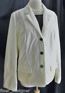 Talbots Cream Spring Jacket Nylon Rain COAT Blazer Button up light puffer 16 XL - Picture 1 of 5