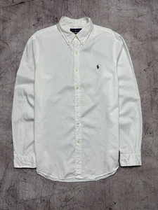 Polo Ralph Lauren Mens White Long Sleeve Shirt Size L Slim Fit - Picture 1 of 7