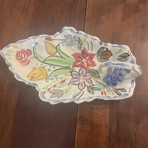 Blue Ridge Southern Potteries Hand Painted China Floral Leaf Dish - Bild 1 von 4