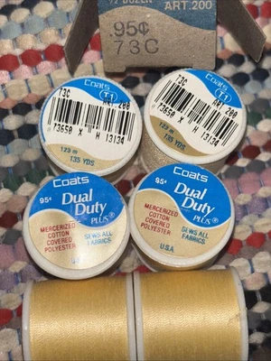 6 Lot New J&P Coats Dual Duty Thread #73-C Maze Yellow Sews All Fabric 135 Yd Ea - Image 1 of 3