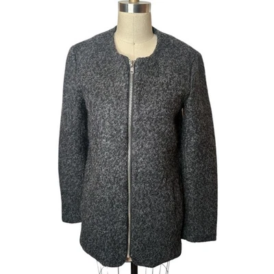 Abrigo chaqueta con cremallera de mezcla de lana gris caramelo para mujer talla S Foto 1 de 4