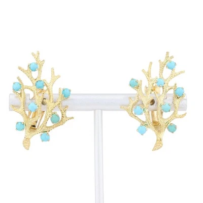2.24ctw Turquoise Dangle/Drop Pair Clip-On Earrings 18k Yellow Gold 8.78 Grams - Image 1 of 4