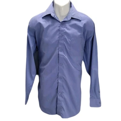 Falcon Bay 男式 16 34/35 Reg 衬衫蓝色纽扣前长袖舒适领 — 第 1/4 张图片