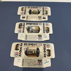 Vintage Tamiya Motor Boxes. 3 RX-540SD Dynatech RX-540VZ Boxes ONLY NO MOTOR - Picture 1 of 10