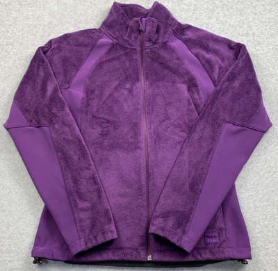 Chaqueta polar suave púrpura manga larga cremallera completa REI para mujer talla pequeña senderismo Foto 1 de 4