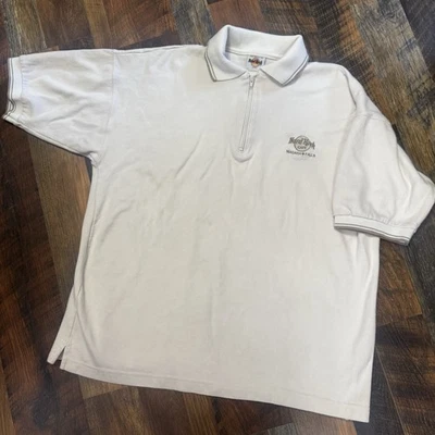 Vintage Hard Rock Cafe Niagara Falls Men's Classic Logo Polo Cream 2XL - Image 1 of 4
