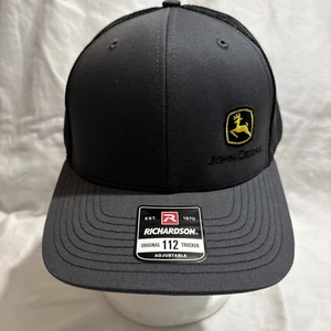 NUEVO John Deere Gris Negro Malla Richardson 112 Trucker Cap LP76205 SnapBack - Imagen 1 de 11
