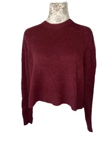 Theory Cashmere Burgundy Cropped Cashmere Sweater Women’s Size L - Picture 1 of 11