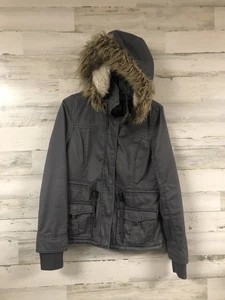 Damen/Jugend Arizona Jeansjacke mit Kapuze Gr. L Kunstfell Utility Wintermantel Y2K  - Bild 1 von 10